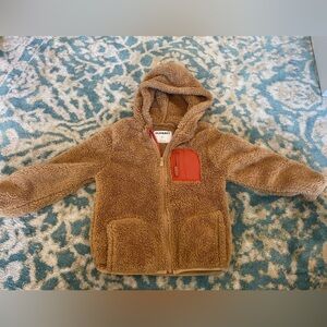 Old Navy Brown Sherpa Hoodie with Orange Chest Pocket